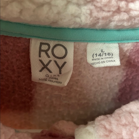 Roxy Girl Pink and Cream Sherpa Jacket Size Large - Picture 2 of 5